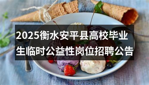 2025衡水安平县高校毕业生临时公益性岗位招聘公告