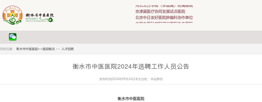 2024衡水市中医医院选聘工作人员7名公告 图片