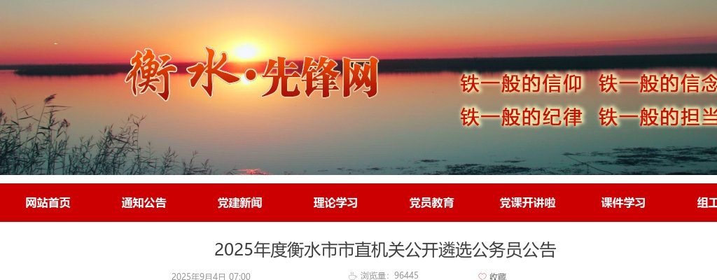 2025年衡水市市直机关公开遴选公务员91人公告 图片
